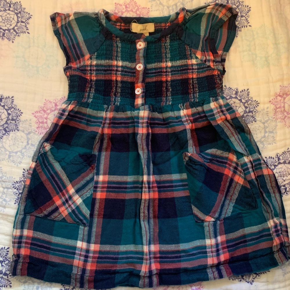 12-18 month plaid dress Peek brand with pockets